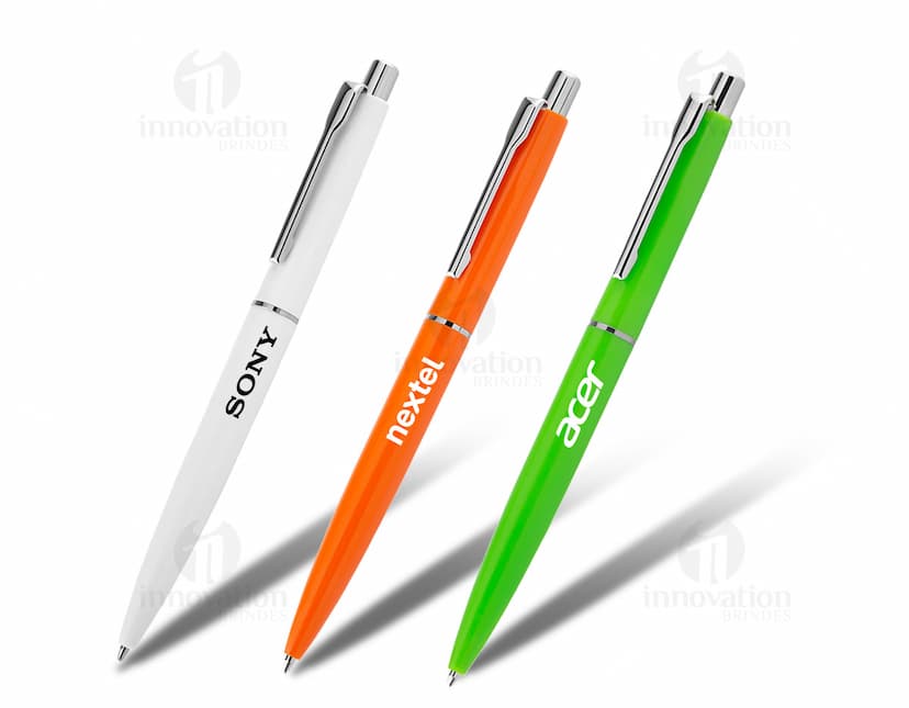 caneta plástica com clip metálico Personalizado