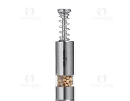 Salero de diseño moderno en metal plateado, perfecto para dar un toque de elegancia a su mesa. Ideal para añadir un toque de