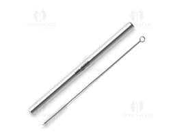 Canudo de metal prateado para escrita, ideal para seu escritório ou curso de golfe. Feito de aço inoxidável, design elegante