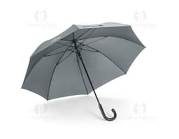 Elegant black umbrella for protection against rain and storms. A safe and attractive fashion accessory for rainy autumn days.