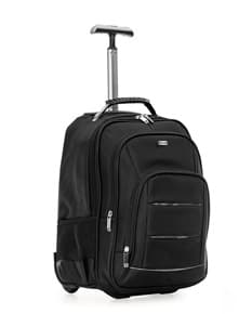 Mochila de carrinho de viagem em couro sintético resistente e moderno, ideal para sua próxima aventura. Prática e espaçosa, sua alça retrátil facilita o transporte. Garanta já a sua!