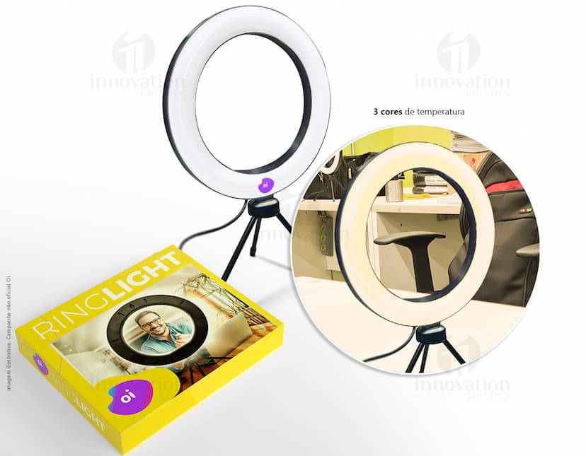 Ring light de 6 polegadas, ilustração de negócios com design moderno. Perfeito para iluminar suas fotos e vídeos, explore todos os detalhes com essa lupa. Ideal para uso profissional e amador. Ganhe destaque na internet com essa poderosa ferramenta.