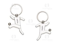 Chaveiro de metal cromado, com design exclusivo e símbolo de segurança. Ideal para brindes corporativos ou presentes