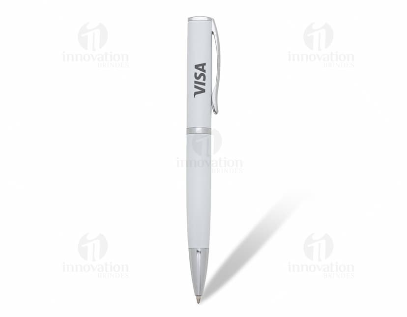 Caneta de metal prateada com detalhes em prata, possui design moderno e elegante. Ótima para uso no escritório, escola ou em casa. Ideal para escrever e desenhar com precisão.