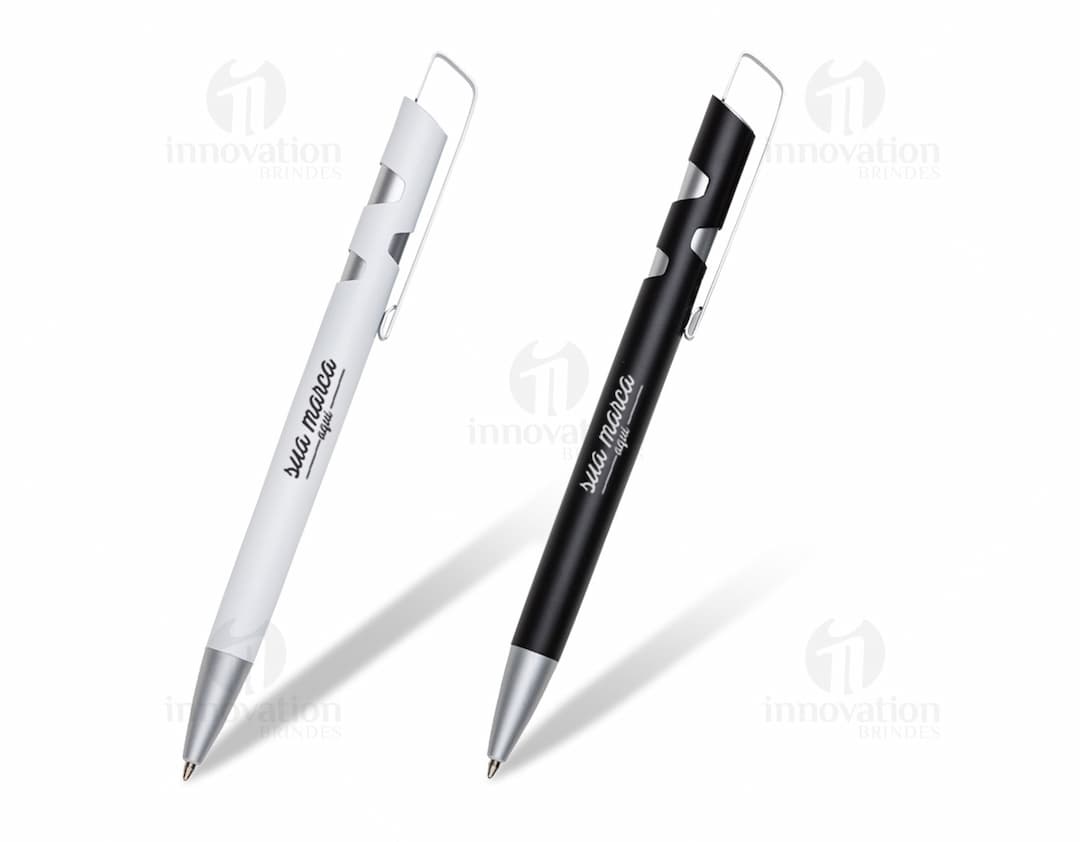 Caneta semimetal para escrita profissional e de qualidade. Ideal para uso no escritório, na escola ou em casa. Design clássico e durável em metal e plástico. Adquira já a sua!