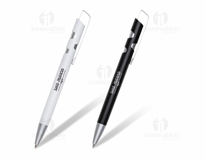 Caneta semimetal - Escrita precisa e elegante para seu escritório ou estudos. Caneta de design clássico, fabricada com materiais de alta qualidade. Perfeita para assinar documentos ou fazer anotações com estilo. Adquira já a sua!