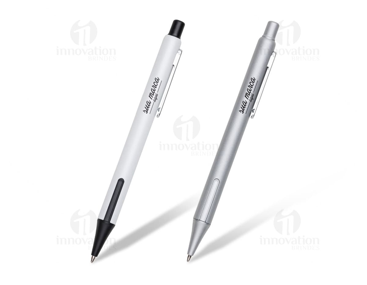 Caneta semimetal cromada, ideal para escrita no escritório ou na escola. Com design elegante e tinta de qualidade, essa caneta é perfeita para assinar documentos importantes. Aproveite a praticidade e durabilidade desse instrumento de escrita.