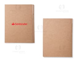 Pasta de convenção em papel reciclado, ideal para organizar documentos e materiais em eventos e reuniões. Feita com material