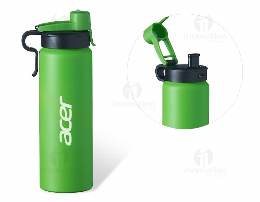 Squeeze de Metal 800ml - Ideal para manter-se hidratado durante o dia. Feito com material resistente e durável, garante praticidade para levar sua bebida favorita para onde quiser. Garanta já o seu!