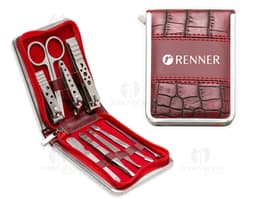 Kit Manicure 9 Peças - O acessório perfeito para suas unhas impecáveis! Com design vintage e prático container, este kit