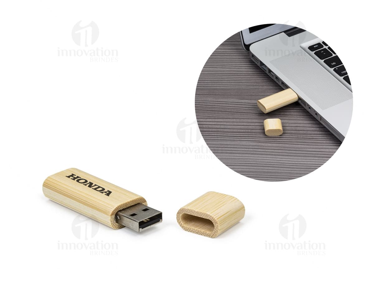 Pen Drive de Bambu 4GB - Design sustentável e moderno para armazenar seus arquivos com estilo. Ideal para quem busca um produto ecológico e funcional. Essencial para uso diário no trabalho ou em casa. Garanta já o seu!