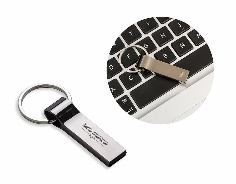 Pen Drive Style 8GB - Ilustração exclusiva de um cadeado de aço representando segurança e privacidade. Armazene seus dados com tranquilidade com este pen drive seguro e confiável. Ideal para uso empresarial e individual. Adquira já o seu!