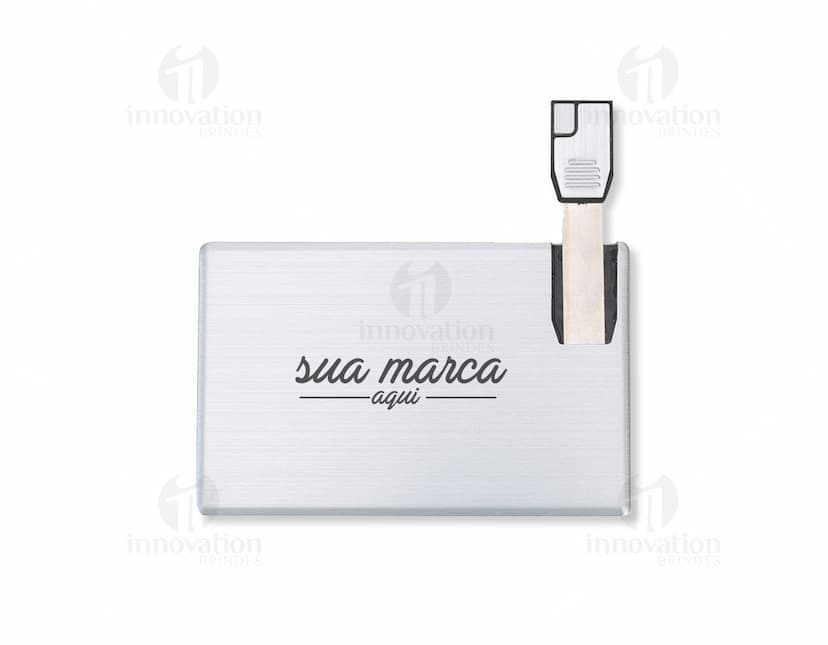 Pen Card 4GB Alumínio: o brinde ideal para destacar sua marca! Com design moderno e fino, este pen drive em formato de cartão é perfeito para presentear clientes e colaboradores. Guarde arquivos com segurança e praticidade. Adquira já o seu!