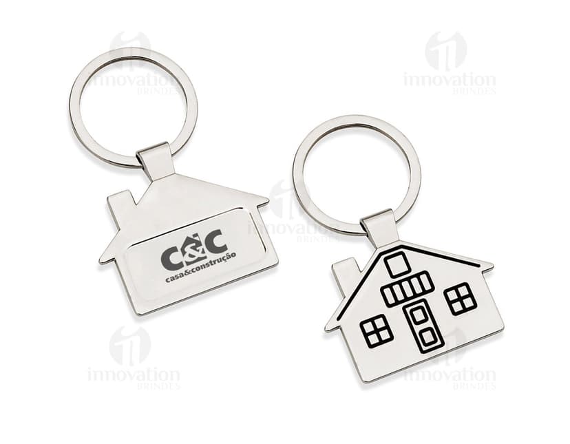 Chaveiro de metal casa - Proteja sua segurança com esse elegante chaveiro de metal. Transmite confiança e proteção, símbolo de negócios seguros e financeiramente estáveis. Ideal para manter suas chaves sempre seguras e acessíveis. Garanta já o seu!