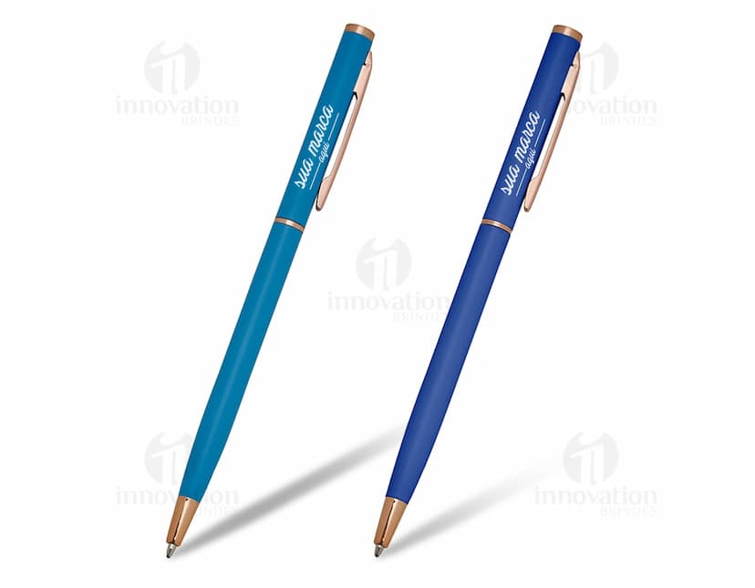 Imagem de uma elegante caneta de metal para uso em escritório, escola ou faculdade. Perfeita para escrita suave e precisa, com design moderno e durável. Ideal para negócios e estudos. Adquira já a sua!