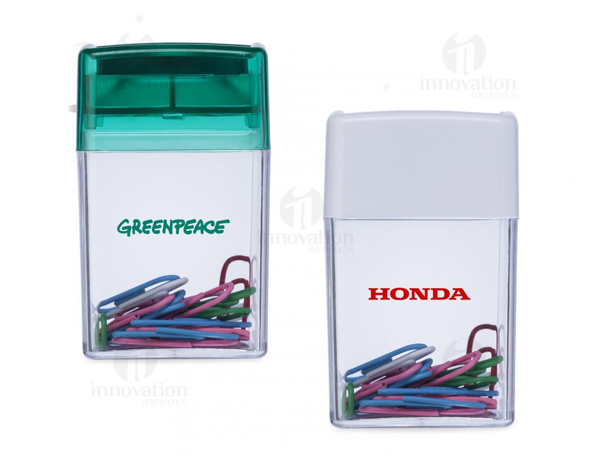Porta clips de metal com design moderno e elegante para manter seus clips organizados no escritório. Ideal para manter sua papelaria em ordem. Adquira já o seu!