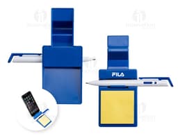Image of a cell phone holder with notepad, ideal for facilitating the visibility of the device while working or studying.