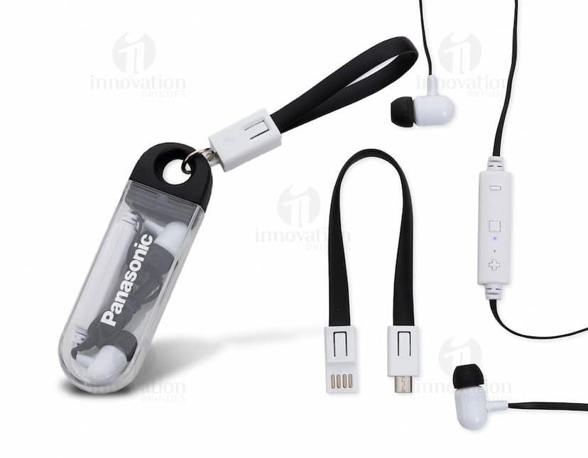 Fone de Ouvido Bluetooth saiu de linha com cores prateadas e pretas, feito de metal e plástico, com design moderno e alta tecnologia.