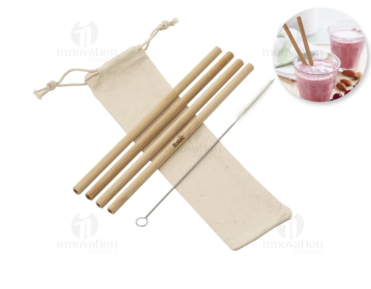 Kit de canudo de bambu com escova, perfeito para quem busca uma opção sustentável e elegante para suas bebidas. Feito com galhos de bambu, cada peça única traz um toque especial ao seu kit. Prático, durável e ecologicamente correto. Adquira já o seu!