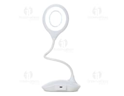 Luminária moderna de plástico com design clean e handle de aço. Ideal para iluminar seu espaço de trabalho de forma eficiente