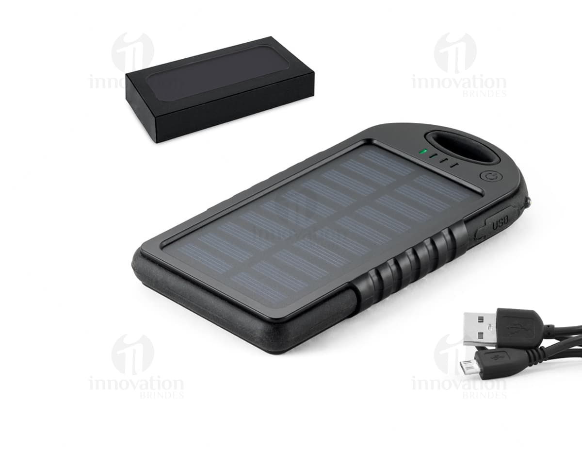 Power bank solar 2000mAh para recarga de dispositivos eletrônicos. Prático, compacto e eficiente. Nunca fique sem bateria! Acesse já.