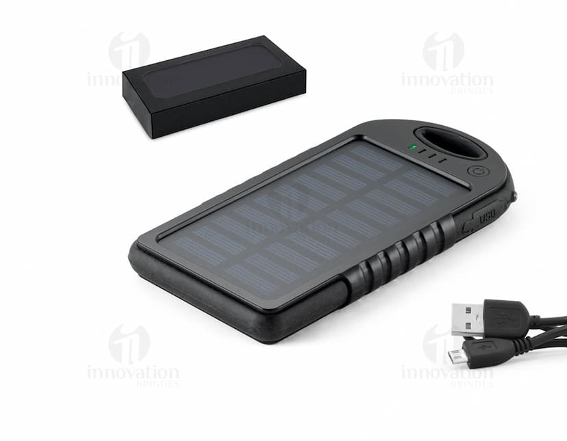 Power bank solar 2000mAh para recarga de dispositivos eletrônicos. Prático, compacto e eficiente. Nunca fique sem bateria! Acesse já.