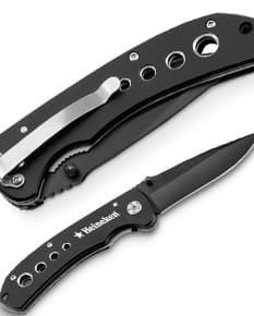 Canivete de aço inoxidável, afiado e resistente para uso em diversas situações. Possui lâmina cromada e cabo de plástico para melhor manuseio. Item ideal para quem busca praticidade e utilidade em um único utensílio. Adquira já o seu!