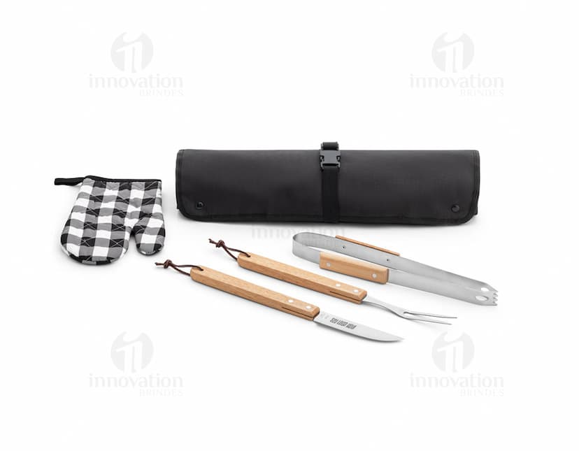 Kit churrasco - Conjunto de ferramentas de aço inoxidável para churrasco, incluindo faca, tesoura e utensílios de escritório. Ideal para uso doméstico ou corporativo. Prático e resistente, perfeito para o seu próximo churrasco. Adquira já o seu!