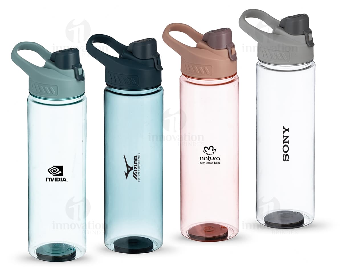 Recipiente de plástico 700ml para brindes personalizados. Ideal para armazenar líquidos como água, sucos e vitaminas.