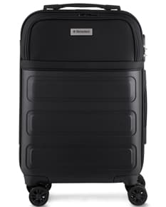 Mala de viagem pequena de nylon com rodas 360º em tom de preto. Ideal para quem busca praticidade e elegância durante suas viagens ou compras. Alça única de metal com zíper e design moderno.