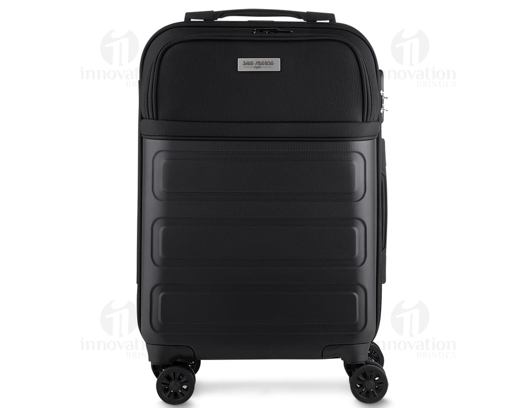 Mala de viagem pequena de nylon com rodas 360º em tom de preto. Ideal para quem busca praticidade e elegância durante suas