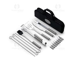 Kit churrasco 17 peças: o acessório essencial para os amantes de churrasco! Este moderno e prático kit traz todo o