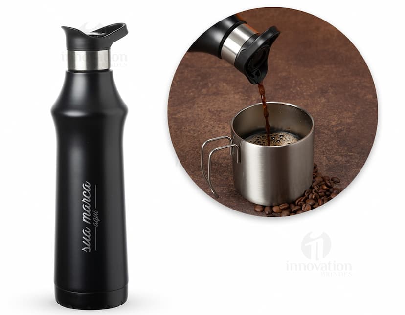 Garrafa térmica 500ml: mantenha sua bebida sempre na temperatura ideal com estilo e praticidade. Ideal para levar para o trabalho, academia ou viagens. Design elegante em metal cromado, garantindo durabilidade e sofisticação. Adquira já a sua!