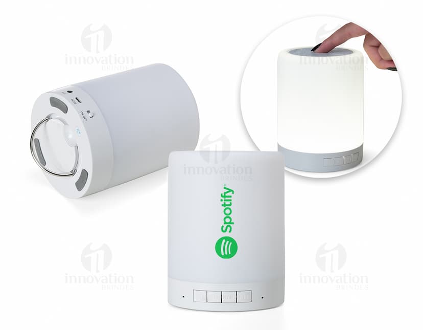 Caixa de som com luminária perfeita para iluminar e animar qualquer ambiente. Design clean e moderno, ideal para escritórios e home offices. Acompanha tecnologia de som de alta qualidade. Garanta já a sua!