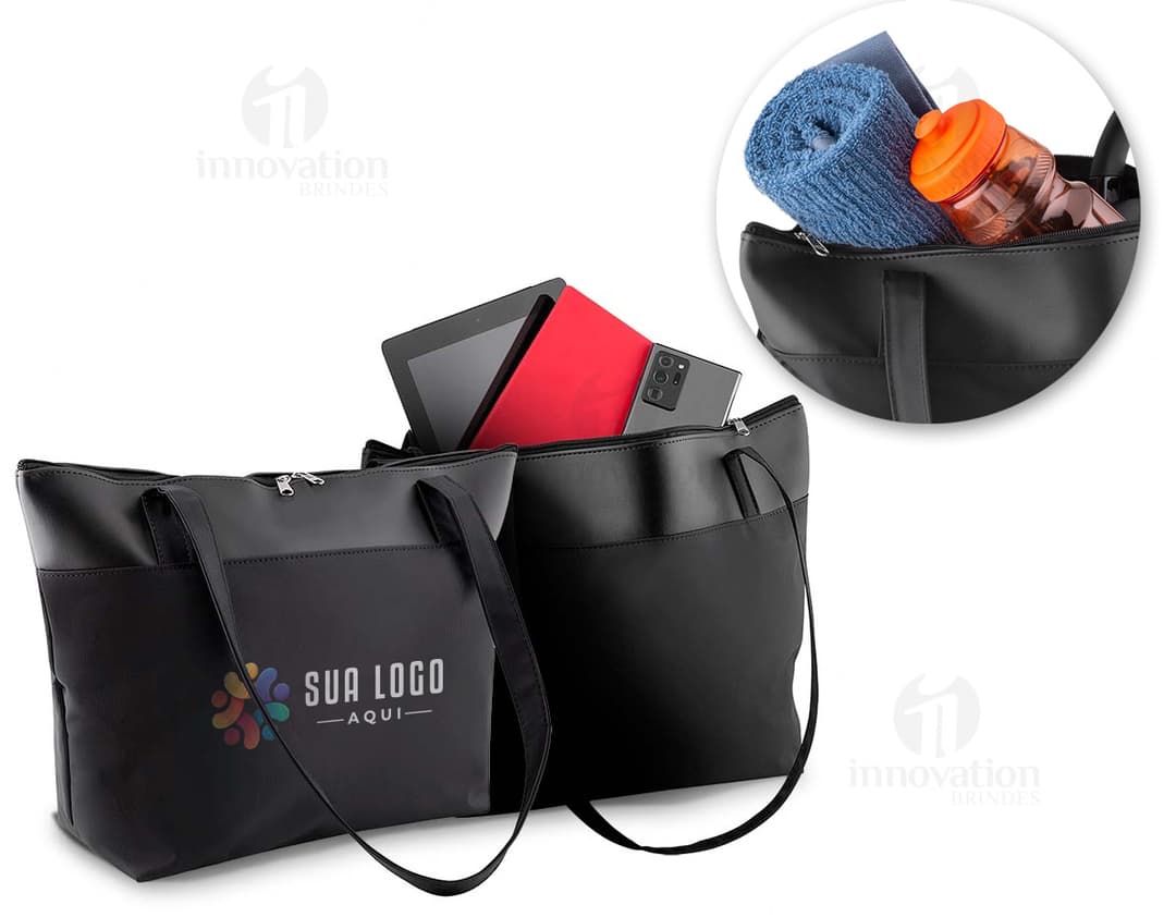 Bolsa para brindes corporativos - Moderna e elegante, ideal para presentear clientes e colaboradores. Feita em couro