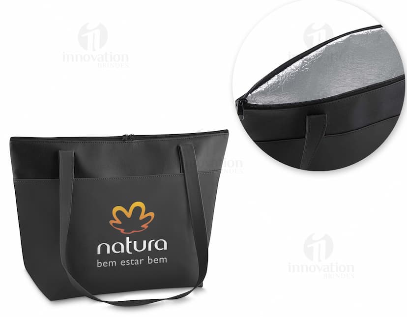Bolsa Térmica em Couro Sintético - Ideal para Manter Seus Alimentos Frescos por Mais Tempo! Perfeita para Trabalho, Viagens ou Piqueniques. Design Moderno e Elegante em Amarelo, Compartimento Espaçoso. Adquira Já a Sua!