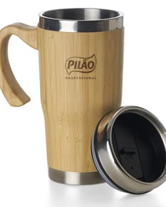 Caneca de bambu 500ml, perfeita para desfrutar de suas bebidas favoritas com estilo e consciência ambiental. Feita de bambu e aço inoxidável, é durável, leve e ecológica. Ideal para chás, cafés e drinks. Adquira já a sua!