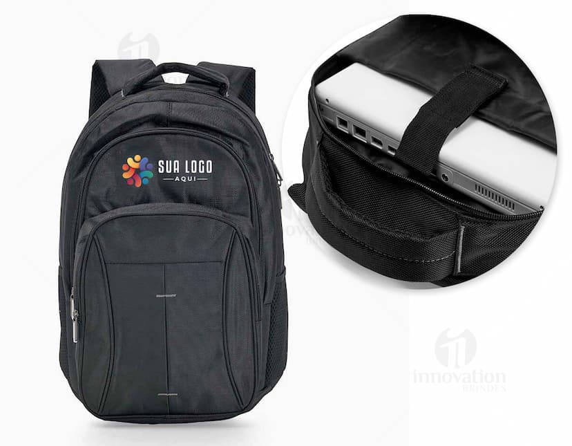 Mochila para notebook em couro, moderna e clássica. Perfeita para guardar seu equipamento com segurança. Alças de nylon e alças de mão para mais praticidade. Ideal para o dia a dia.