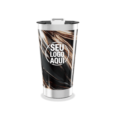 Copo Térmico Preto Com Efeito Mármore personalizado