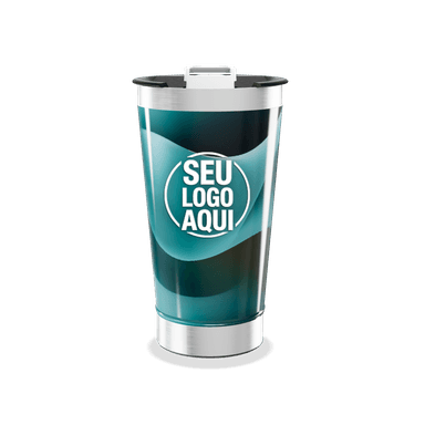 Copo Térmico Azul Inox Abstrato personalizado