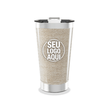 Copo Térmico Bege Com Aço Inox personalizado