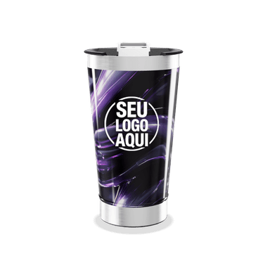 Copo Térmico Preto Com Design Roxo personalizado
