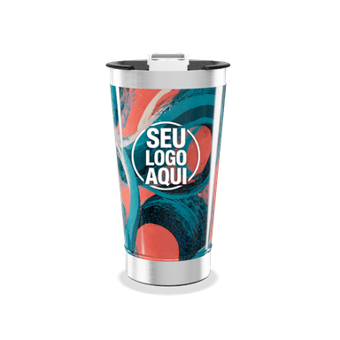 Copo Térmico Azul E Coral Abstrato personalizado