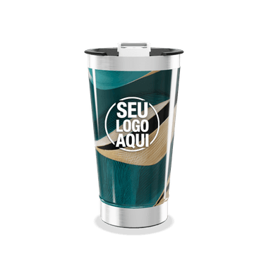 Copo Térmico Abstrato Azul E Dourado personalizado