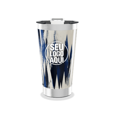 Copo Térmico Estampa Geométrica Azul personalizado