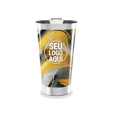 Copo Térmico Estampa Amarela Abstrata personalizado
