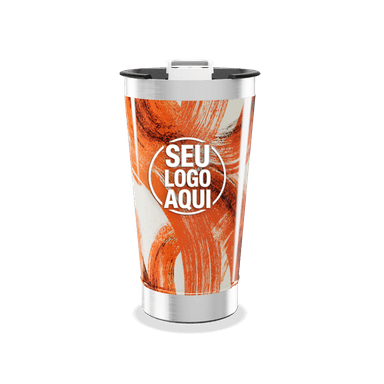 Copo Térmico Estampa Abstrata Laranja personalizado