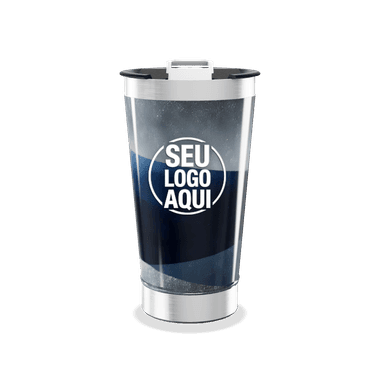 Copo Térmico Azul Com Tampa Aço Inox personalizado