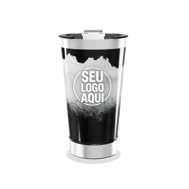 Copo Térmico Preto Com Estampa De Montanha personalizado
