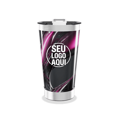Copo Térmico Preto E Rosa Abstrato personalizado